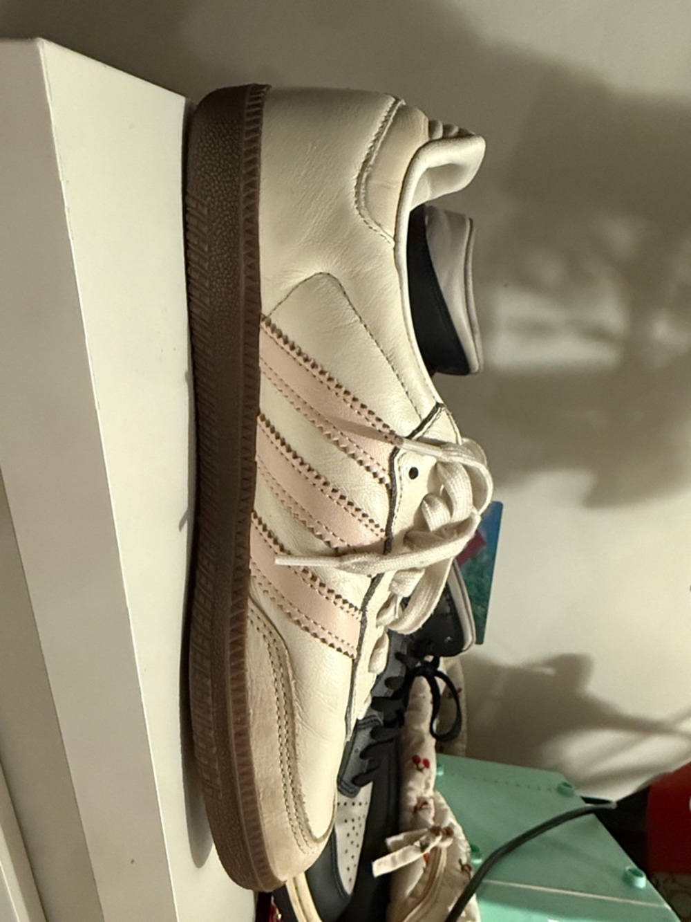 adidas Cream & Blush Low-Top Sneaker with Gum Sole